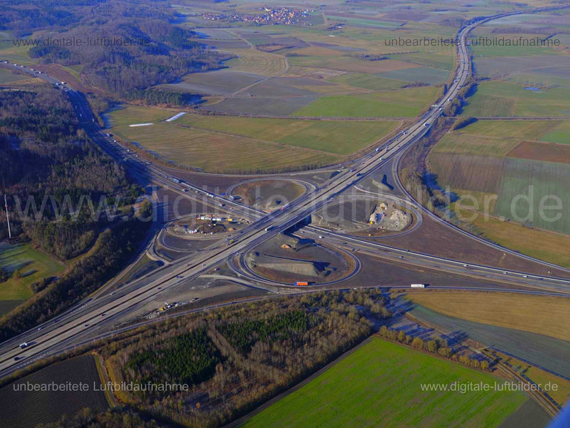 Luftaufnahme Autobahnkreuz A6 / A7 in Feuchtwangen | Mittelfranken, Bayern
