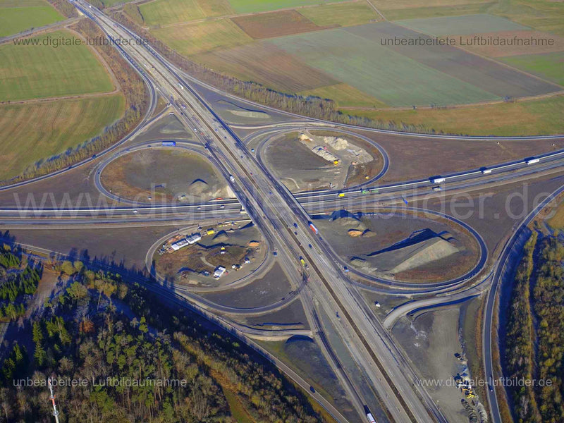 Luftaufnahme Autobahnkreuz A6 / A7 in Feuchtwangen | Mittelfranken, Bayern