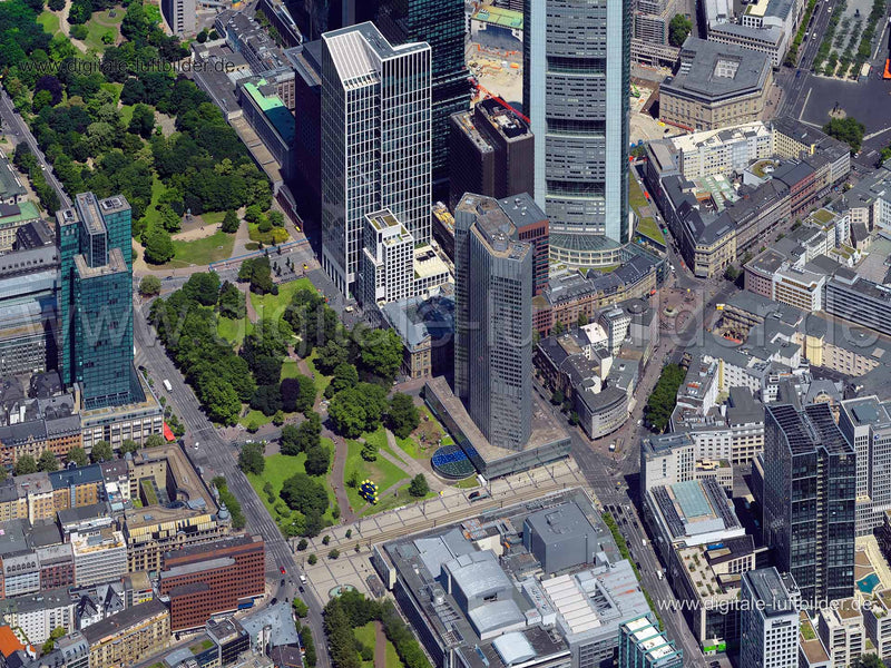 Luftaufnahme Eurotower in Frankfurt am Main | Darmstadt, Hessen
