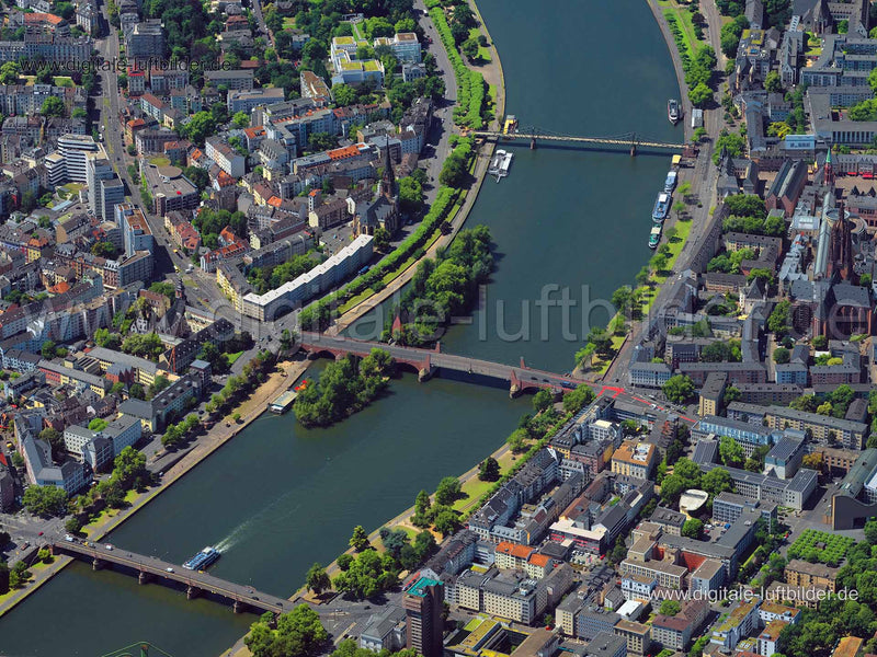 Luftaufnahme Maininsel in Frankfurt am Main | Darmstadt, Hessen