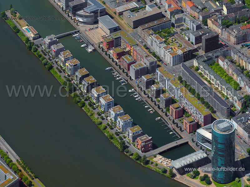Luftaufnahme Marina Westhafen in Frankfurt am Main | Darmstadt, Hessen