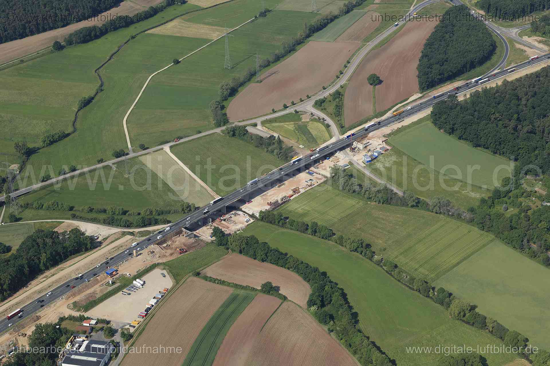 Luftbild - Aurachtalbrücke, Ort: Frauenaurach, Tags: Aurachtalbrücke, Baustelle, Autobahn, Autobahn A3, BAB 3, ...