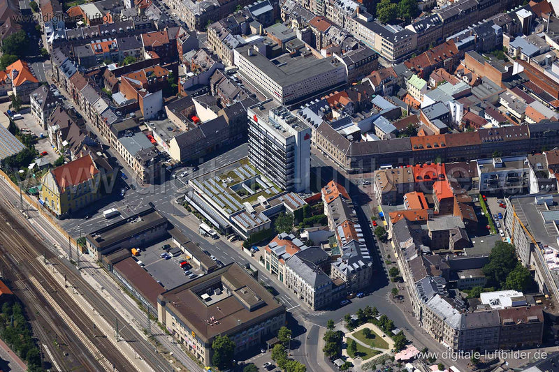 Luftaufnahme Bahnhofplatz in Fürth | Mittelfranken, Bayern