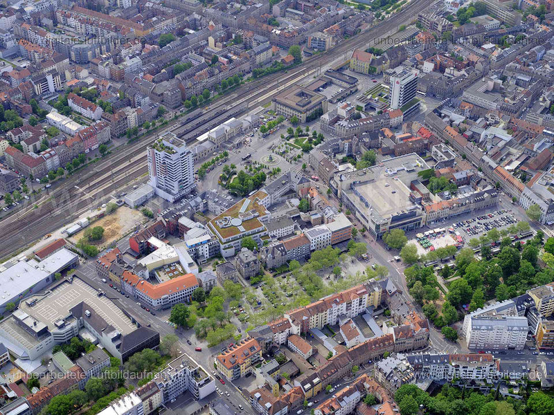 Luftbild - Fürth Hauptbahnhof, Ort: Fürth, Tags: Hauptbahnhof, , Bahnhofplatz, Friedrichstraße, Fürth, Fürther Freiheit, G...