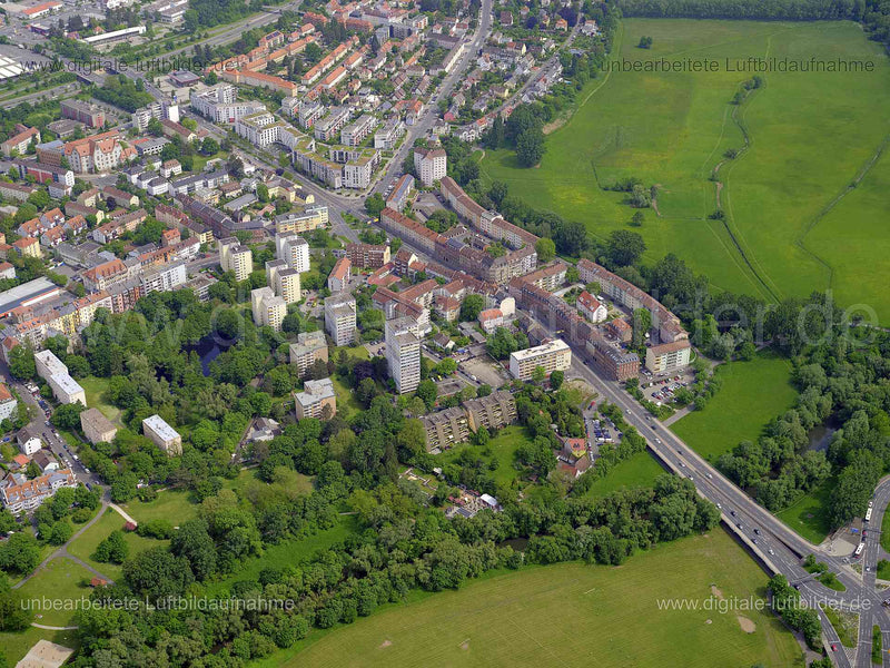 Luftaufnahme Ludwigbrücke in Fürth | Mittelfranken, Bayern