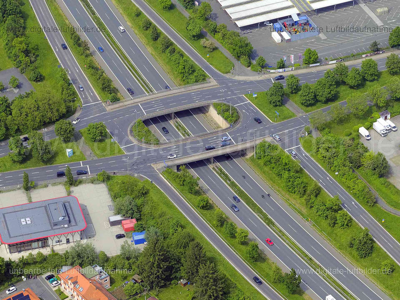 Luftbild - Poppenreuther Brücke, Ort: Fürth, Tags: Poppenreuther Brücke, Frankenschnellweg, Autobahn, Autobahn A73, BAB 73...