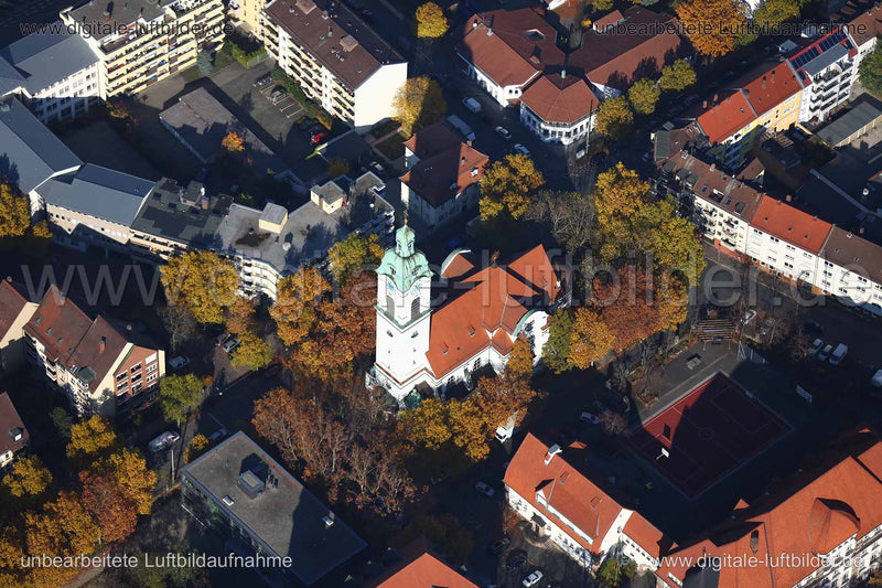Luftaufnahme St. Heinrich Kirche in Fürth | Mittelfranken, Bayern