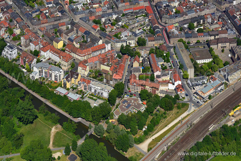 Luftaufnahme Uferpromenade in Fürth | Mittelfranken, Bayern