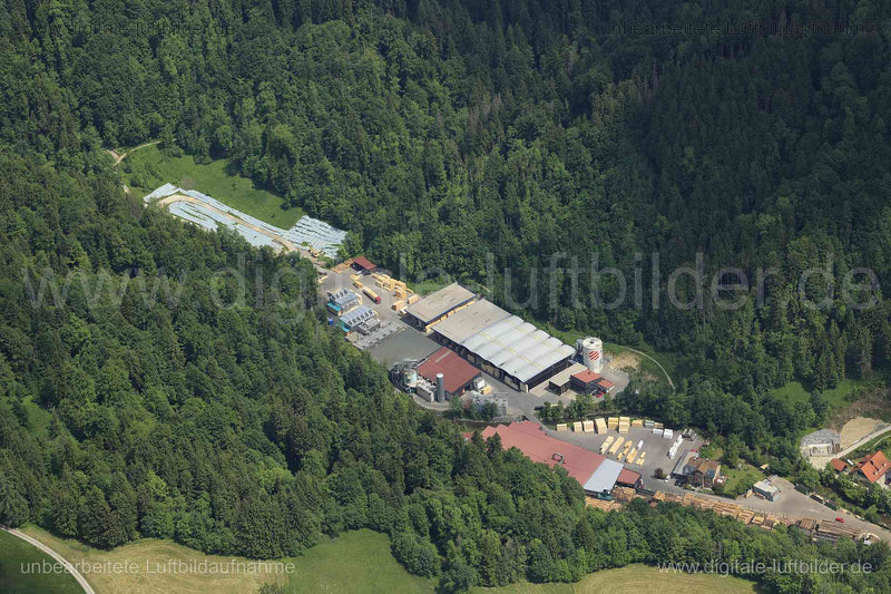 Luftaufnahme Sägewerk Schüttentobel in Grünenbach | Schwaben, Bayern