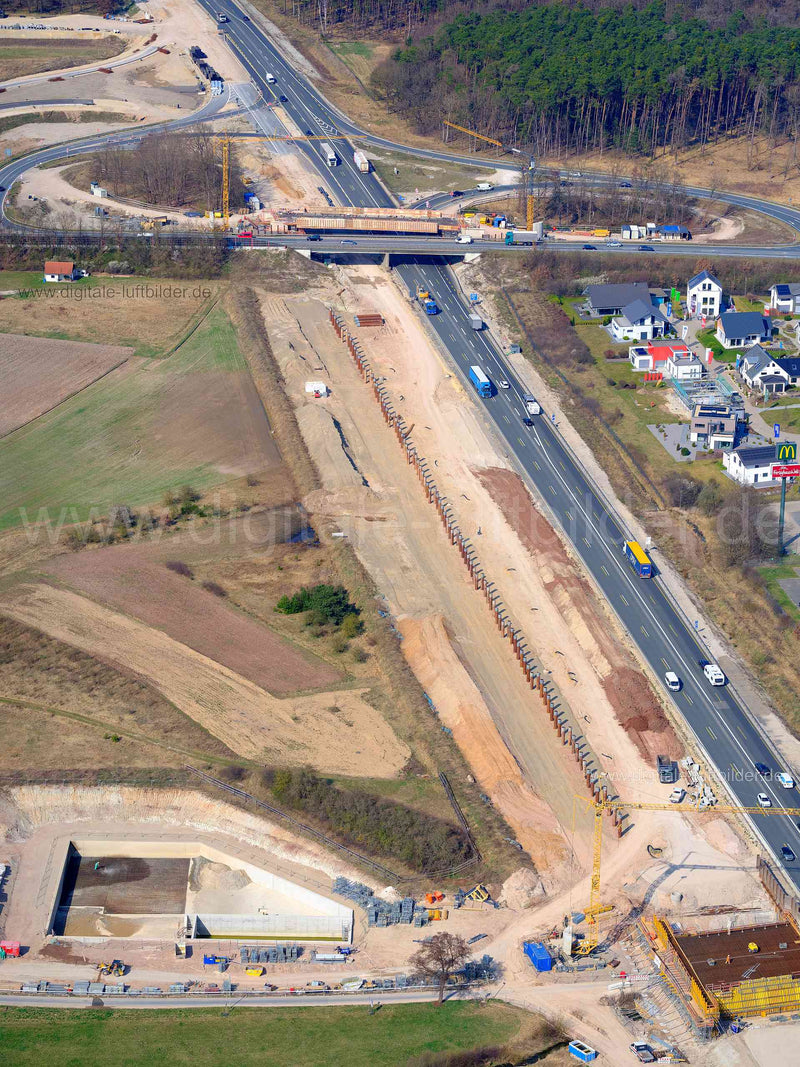 Luftaufnahme Autobahnbaustelle bei Heßdorf in Heßdorf | Mittelfranken, Bayern