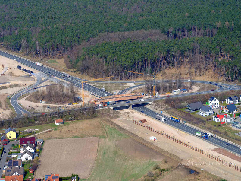 Luftaufnahme Autobahnbaustelle bei Heßdorf in Heßdorf | Mittelfranken, Bayern