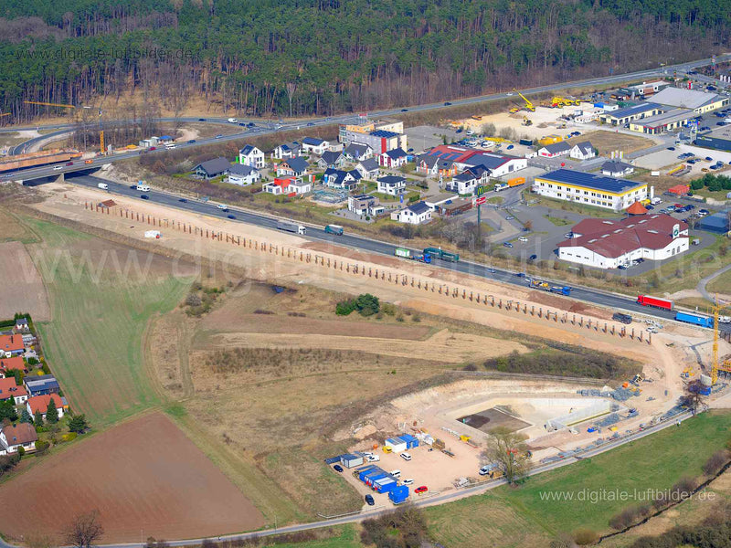 Luftaufnahme Autobahnbaustelle bei Heßdorf in Heßdorf | Mittelfranken, Bayern