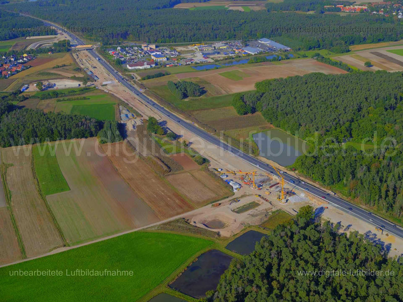 Luftaufnahme Autobahnbaustelle bei Heßdorf in Heßdorf | Mittelfranken, Bayern
