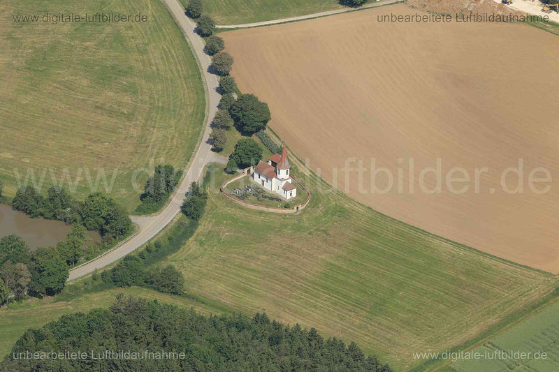 Luftaufnahme St. Oswald Kirche in Hörlbach | Mittelfranken, Bayern