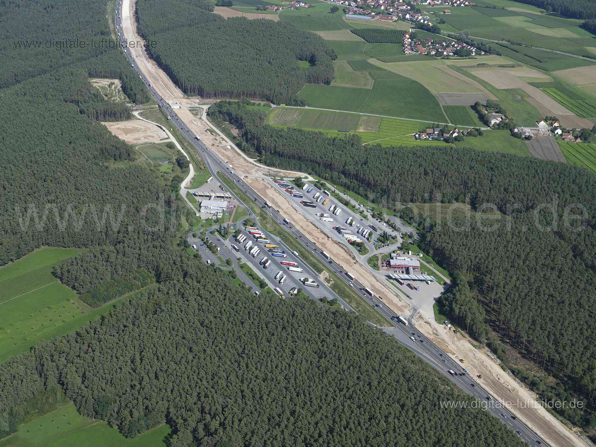 Luftaufnahme Raststätte Kammersteiner Land Süd in Kammerstein | Mittelfranken, Bayern