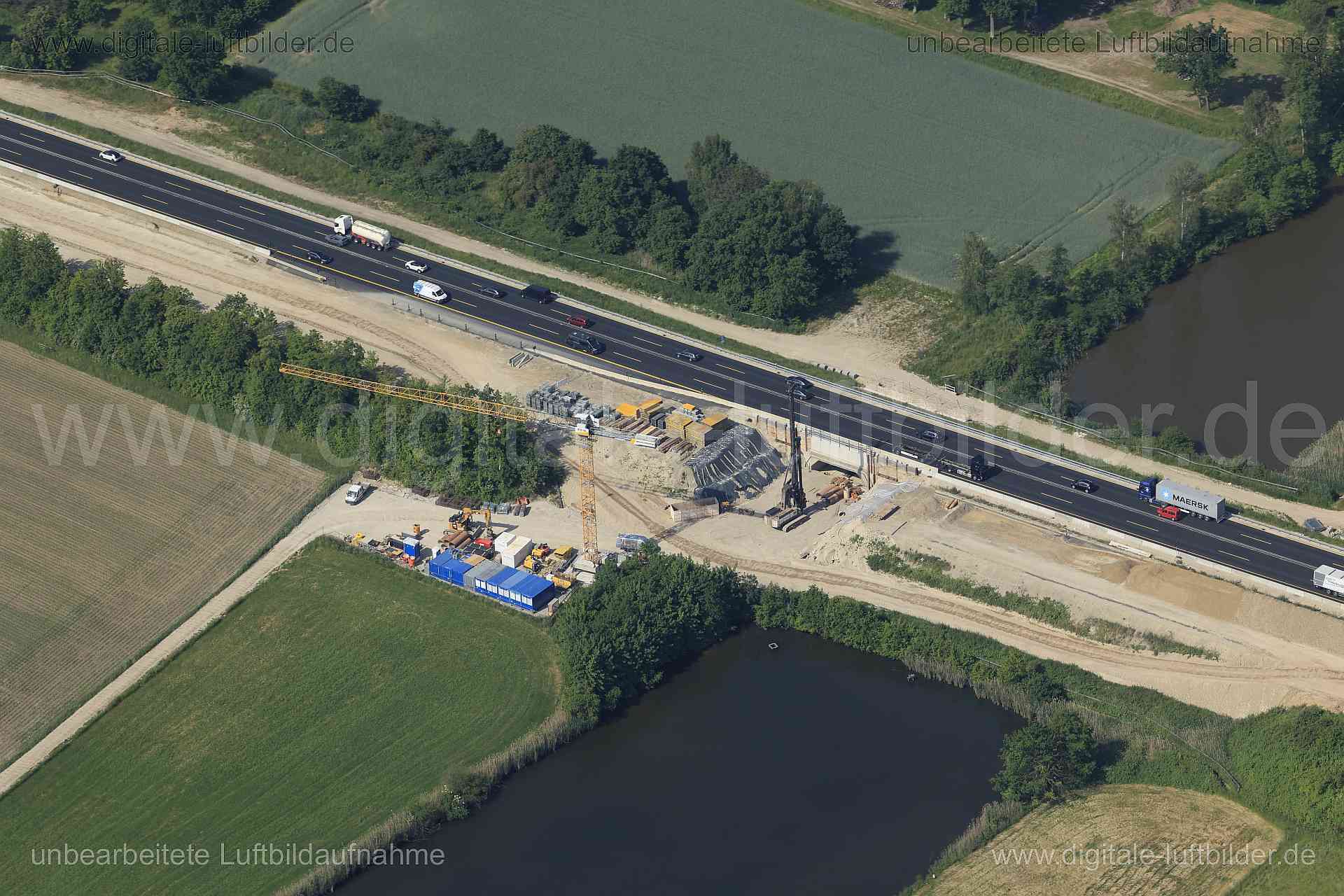 Luftaufnahme Brückenbau A3 in Kosbach | Mittelfranken, Bayern