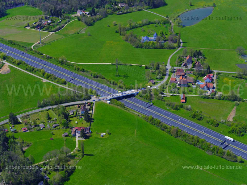 Luftaufnahme Autobahn A9 bei Letten in Lauf an der Pegnitz | Mittelfranken, Bayern