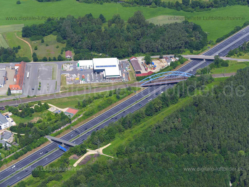 Luftaufnahme Autobahnbrücken A9 bei Lauf in Lauf an der Pegnitz | Mittelfranken, Bayern