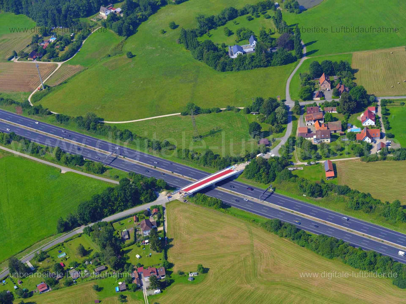 Luftaufnahme Brückenbau bei Letten in Lauf an der Pegnitz | Mittelfranken, Bayern