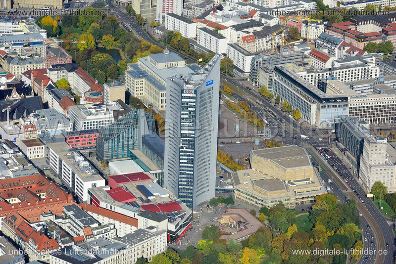 Luftaufnahme City-Hochhaus in Leipzig | Sachsen, Sachsen