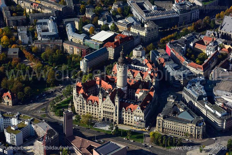 Luftaufnahme Rathaus in Leipzig | Sachsen, Sachsen