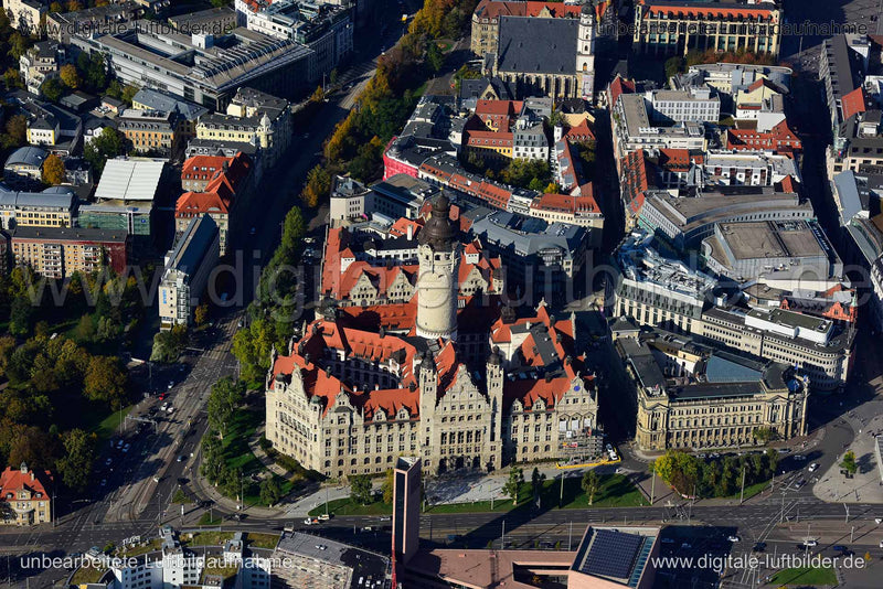 Luftaufnahme Rathaus in Leipzig | Sachsen, Sachsen