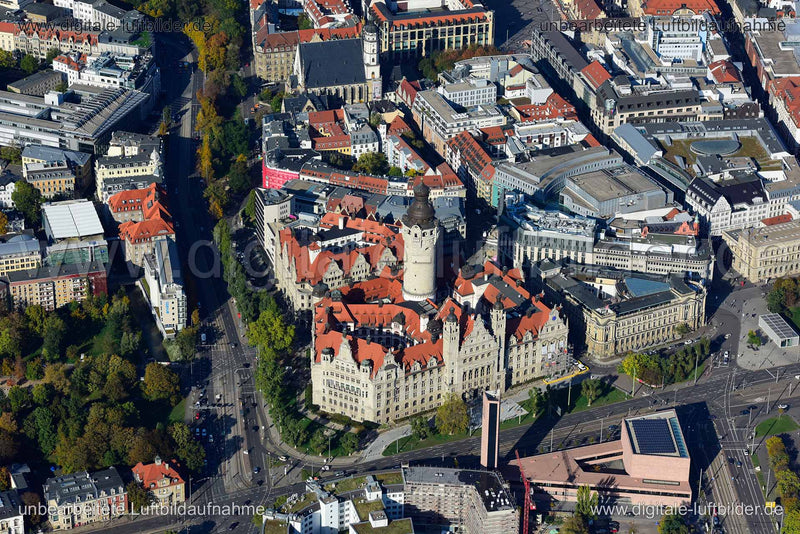 Luftaufnahme Rathaus in Leipzig | Sachsen, Sachsen