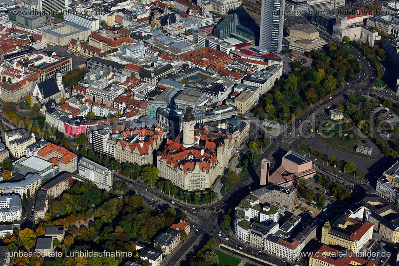 Luftaufnahme Rathaus in Leipzig | Sachsen, Sachsen