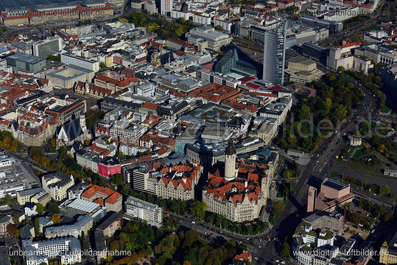 Luftaufnahme Stadtzentrum in Leipzig | Sachsen, Sachsen