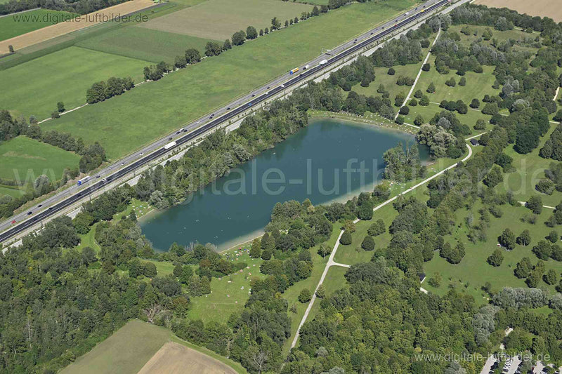 Luftaufnahme Birkensee bei München in Lochhausen | Oberbayern, Bayern