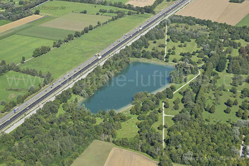 Luftaufnahme Birkensee bei München in Lochhausen | Oberbayern, Bayern