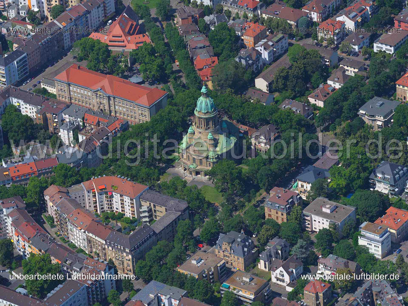 Luftaufnahme Christuskirche in Mannheim | Karlsruhe, Baden-Württemberg