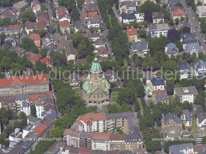 Luftaufnahme Christuskirche in Mannheim | Karlsruhe, Baden-Württemberg