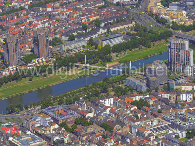 Luftaufnahme Collini Steg in Mannheim | Karlsruhe, Baden-Württemberg