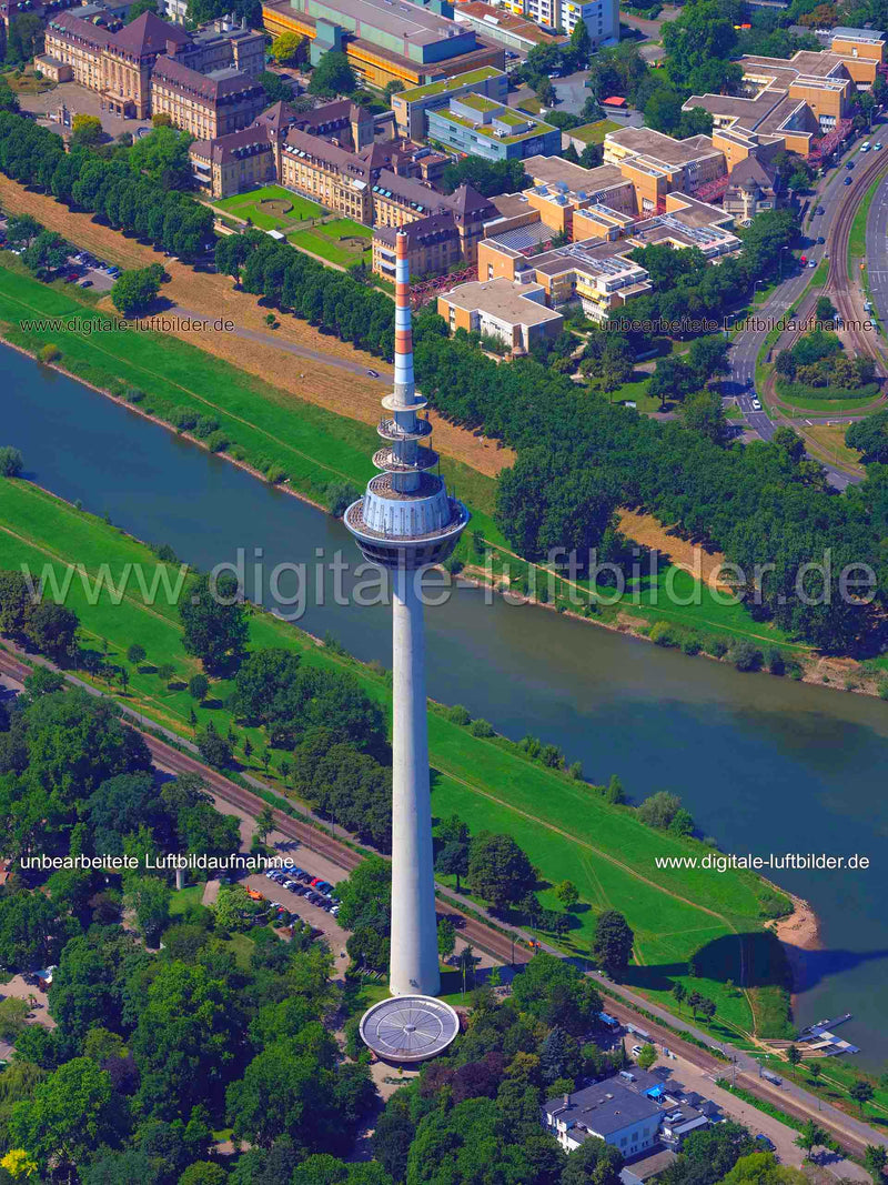 Luftaufnahme Fernmeldeturm in Mannheim | Karlsruhe, Baden-Württemberg