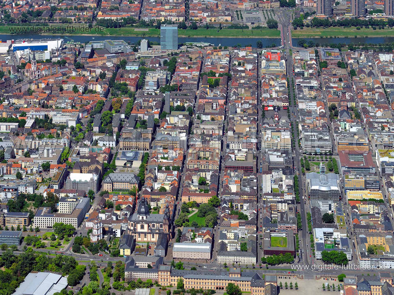 Luftaufnahme Innenstadt in Mannheim | Karlsruhe, Baden-Württemberg
