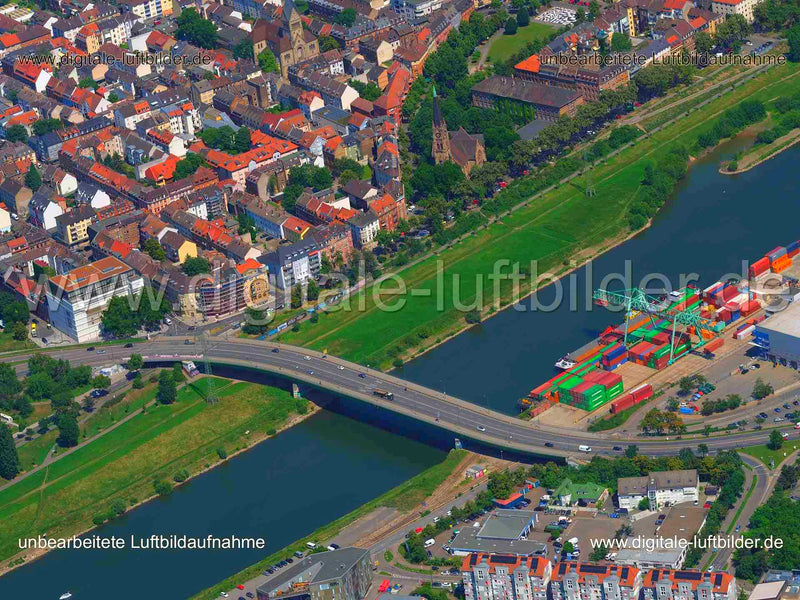 Luftaufnahme Jungbuschbrücke in Mannheim | Karlsruhe, Baden-Württemberg