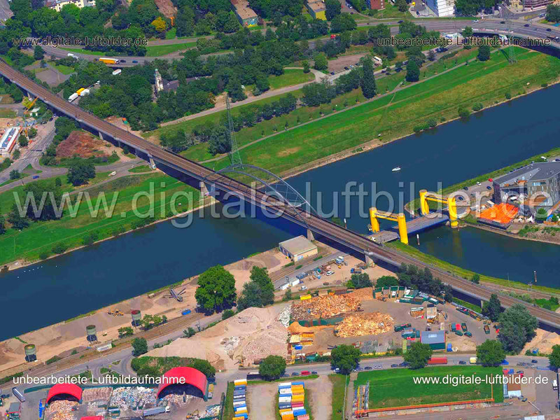 Luftaufnahme Neckarvorlandbrücke in Mannheim | Karlsruhe, Baden-Württemberg