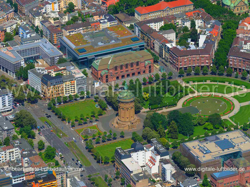 Luftaufnahme Wasserturm in Mannheim | Karlsruhe, Baden-Württemberg