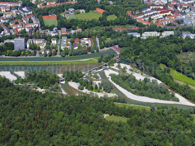 Luftaufnahme Flaucher / Isar in München | Oberbayern, Bayern