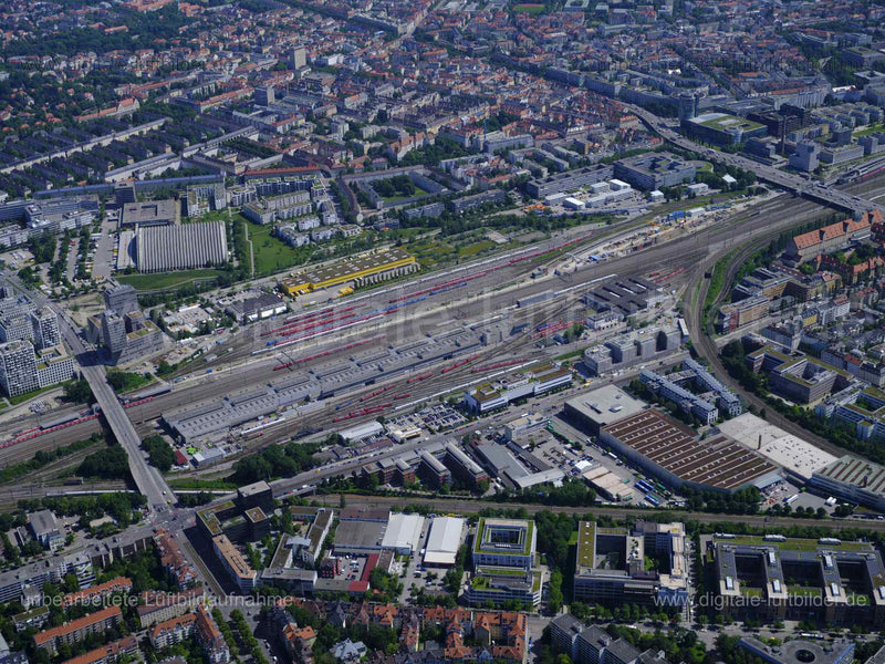 Luftaufnahme ICE Bahnbetriebswerk München in München | Oberbayern, Bayern
