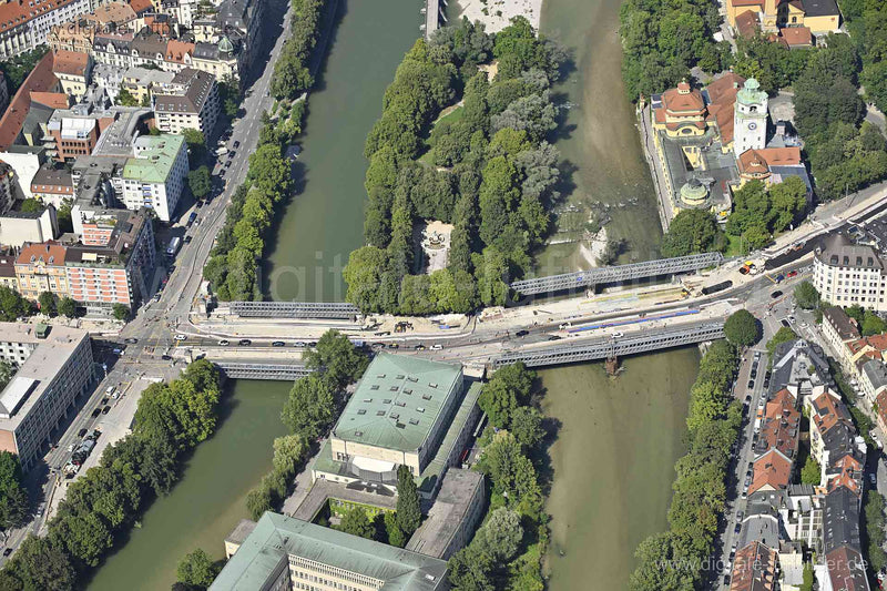 Luftaufnahme Innerer Ludwigsbrücke in München | Oberbayern, Bayern