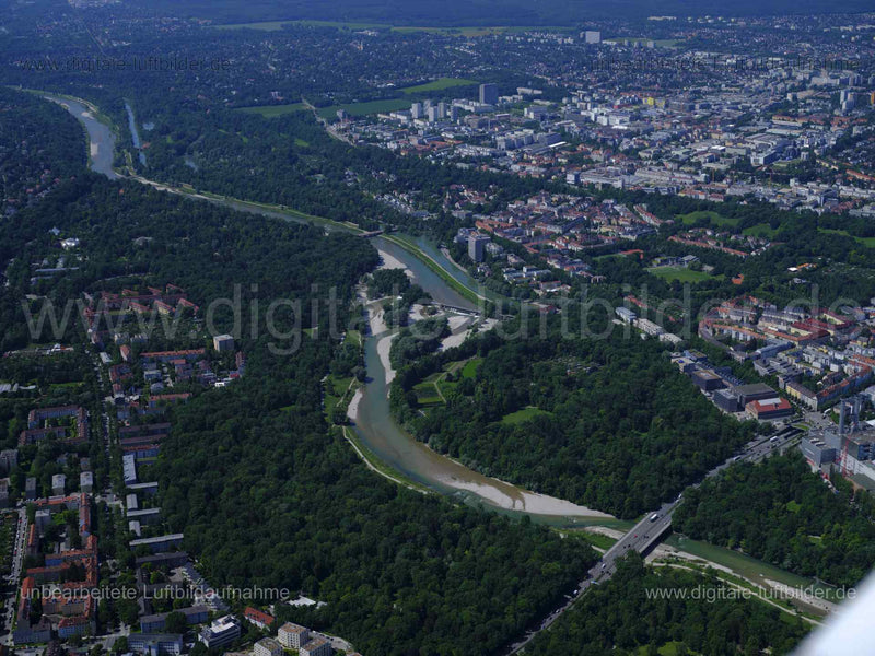 Luftaufnahme Isar in München | Oberbayern, Bayern