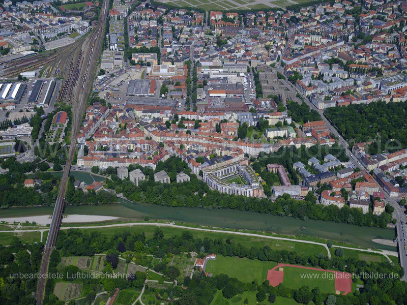 Luftaufnahme Isar in München | Oberbayern, Bayern