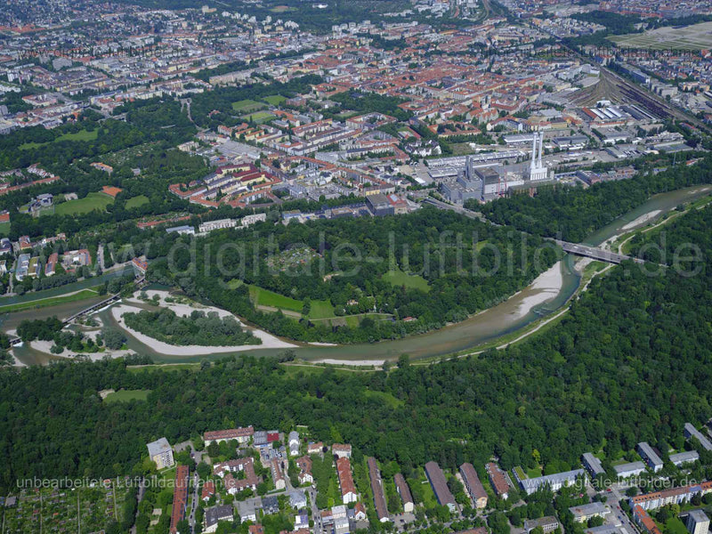 Luftaufnahme Isar in München | Oberbayern, Bayern
