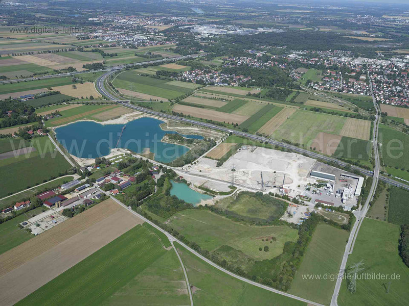 Luftaufnahme Kieswerk Allach in München | Oberbayern, Bayern