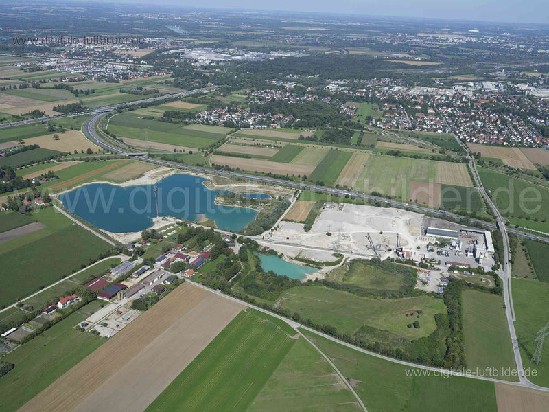 Luftaufnahme Kieswerk Allach in München | Oberbayern, Bayern
