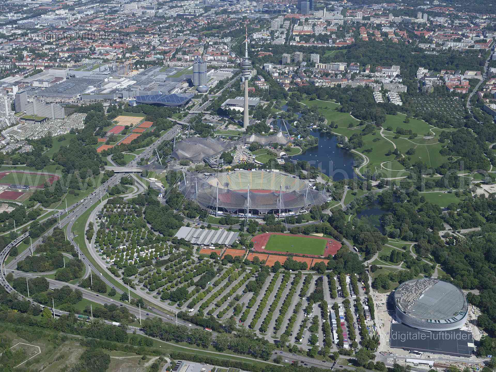 Luftaufnahme Olympiapark in München | Oberbayern, Bayern