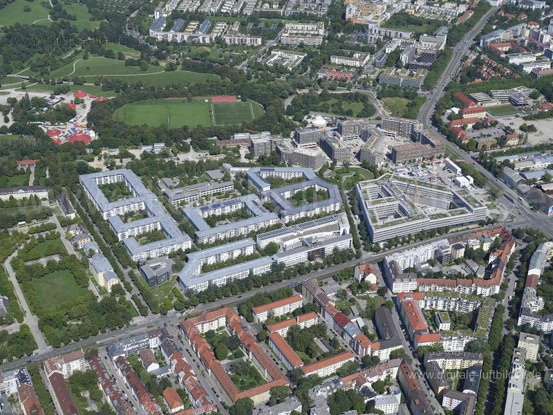 Luftaufnahme Rosa-Luxemburg-Platz in München | Oberbayern, Bayern