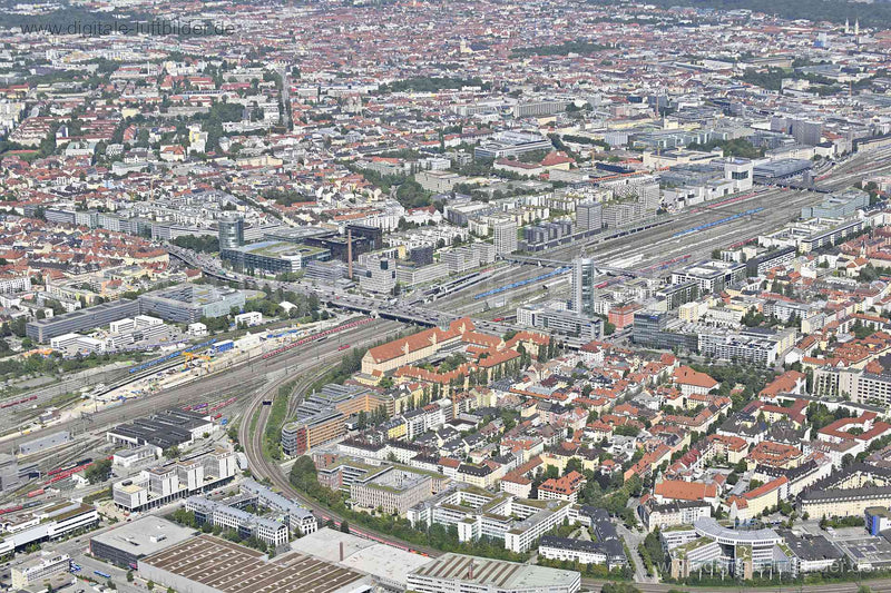 Luftaufnahme Schwanthalerhöhe in München | Oberbayern, Bayern